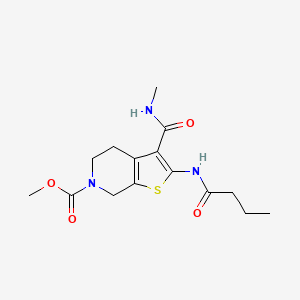 molecular formula C15H21N3O4S B2921959 methyl 2-butyramido-3-(methylcarbamoyl)-4,5-dihydrothieno[2,3-c]pyridine-6(7H)-carboxylate CAS No. 886958-61-8