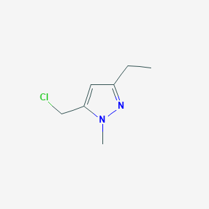 molecular formula C7H11ClN2 B2921960 5-(Chloromethyl)-3-ethyl-1-methylpyrazole CAS No. 1477762-95-0