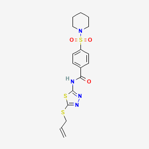 molecular formula C17H20N4O3S3 B2921974 4-piperidin-1-ylsulfonyl-N-(5-prop-2-enylsulfanyl-1,3,4-thiadiazol-2-yl)benzamide CAS No. 637326-22-8