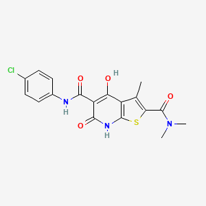 molecular formula C18H16ClN3O4S B2921984 N5-(4-chlorophenyl)-4-hydroxy-N2,N2,3-trimethyl-6-oxo-6,7-dihydrothieno[2,3-b]pyridine-2,5-dicarboxamide CAS No. 1251707-01-3