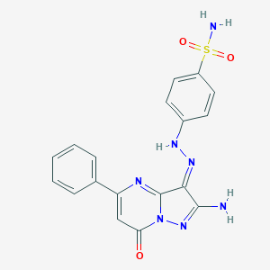 molecular formula C18H15N7O3S B292199 4-[(2Z)-2-(2-amino-7-oxo-5-phenylpyrazolo[1,5-a]pyrimidin-3-ylidene)hydrazinyl]benzenesulfonamide 