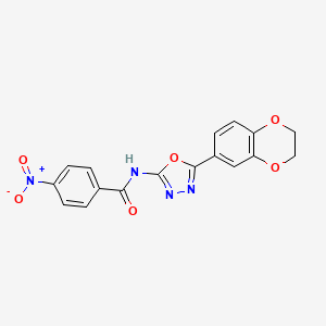 molecular formula C17H12N4O6 B2921994 N-[5-(2,3-dihydro-1,4-benzodioxin-6-yl)-1,3,4-oxadiazol-2-yl]-4-nitrobenzamide CAS No. 887870-80-6
