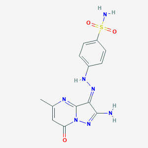 molecular formula C13H13N7O3S B292200 4-[(2Z)-2-(2-amino-5-methyl-7-oxopyrazolo[1,5-a]pyrimidin-3-ylidene)hydrazinyl]benzenesulfonamide 