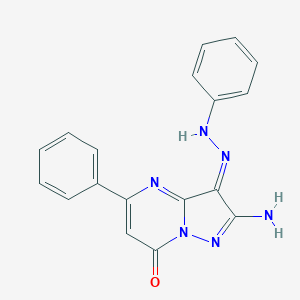 molecular formula C18H14N6O B292201 (3Z)-2-amino-5-phenyl-3-(phenylhydrazinylidene)pyrazolo[1,5-a]pyrimidin-7-one 