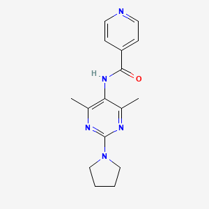 molecular formula C16H19N5O B2922017 N-(4,6-dimethyl-2-(pyrrolidin-1-yl)pyrimidin-5-yl)isonicotinamide CAS No. 1448037-47-5