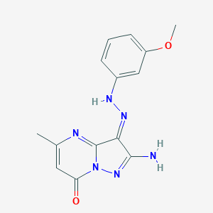 molecular formula C14H14N6O2 B292202 (3Z)-2-amino-3-[(3-methoxyphenyl)hydrazinylidene]-5-methylpyrazolo[1,5-a]pyrimidin-7-one 