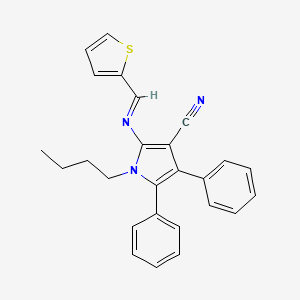 molecular formula C26H23N3S B2922022 1-butyl-4,5-diphenyl-2-{[(E)-2-thienylmethylidene]amino}-1H-pyrrole-3-carbonitrile CAS No. 477887-47-1