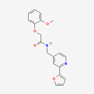 molecular formula C19H18N2O4 B2922027 N-((2-(呋喃-2-基)吡啶-4-基)甲基)-2-(2-甲氧基苯氧基)乙酰胺 CAS No. 2034546-97-7