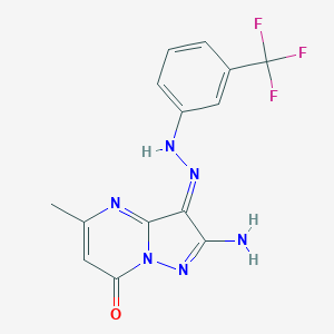 molecular formula C14H11F3N6O B292203 (3Z)-2-amino-5-methyl-3-[[3-(trifluoromethyl)phenyl]hydrazinylidene]pyrazolo[1,5-a]pyrimidin-7-one 