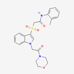 molecular formula C23H25N3O5S B2922030 2-((1-(2-吗啉-2-氧代乙基)-1H-吲哚-3-基)磺酰基)-N-(邻甲苯基)乙酰胺 CAS No. 878058-84-5