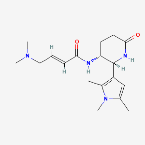 molecular formula C18H28N4O2 B2922032 (E)-4-(Dimethylamino)-N-[(2S,3R)-6-oxo-2-(1,2,5-trimethylpyrrol-3-yl)piperidin-3-yl]but-2-enamide CAS No. 2411178-35-1