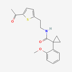 molecular formula C19H21NO3S B2922045 N-(2-(5-acetylthiophen-2-yl)ethyl)-1-(2-methoxyphenyl)cyclopropanecarboxamide CAS No. 2034493-24-6