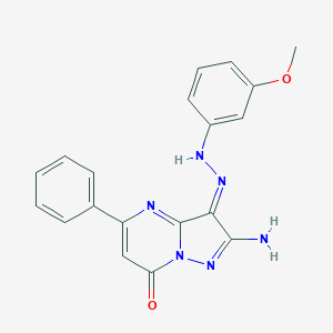 molecular formula C19H16N6O2 B292206 (3Z)-2-amino-3-[(3-methoxyphenyl)hydrazinylidene]-5-phenylpyrazolo[1,5-a]pyrimidin-7-one 