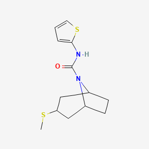 molecular formula C13H18N2OS2 B2922065 (1R,5S)-3-(methylthio)-N-(thiophen-2-yl)-8-azabicyclo[3.2.1]octane-8-carboxamide CAS No. 1706065-67-9
