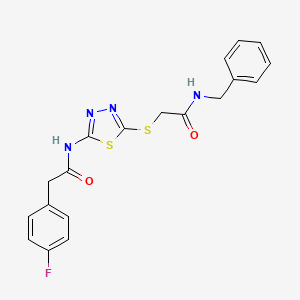 molecular formula C19H17FN4O2S2 B2922071 N-benzyl-2-((5-(2-(4-fluorophenyl)acetamido)-1,3,4-thiadiazol-2-yl)thio)acetamide CAS No. 868977-35-9