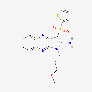 molecular formula C18H18N4O3S2 B2922073 1-(3-methoxypropyl)-3-(thiophen-2-ylsulfonyl)-1H-pyrrolo[2,3-b]quinoxalin-2-amine CAS No. 844464-94-4