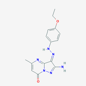 molecular formula C15H16N6O2 B292208 (3Z)-2-amino-3-[(4-ethoxyphenyl)hydrazinylidene]-5-methylpyrazolo[1,5-a]pyrimidin-7-one 