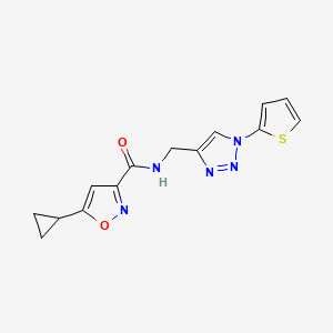 molecular formula C14H13N5O2S B2922081 5-cyclopropyl-N-{[1-(thiophen-2-yl)-1H-1,2,3-triazol-4-yl]methyl}-1,2-oxazole-3-carboxamide CAS No. 2097888-28-1