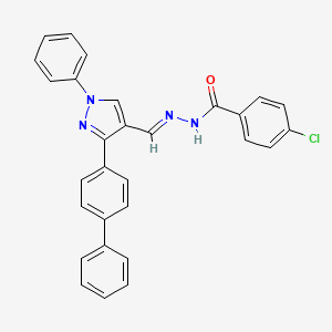 molecular formula C29H21ClN4O B2922088 N'-[(E)-(3-[1,1'-biphenyl]-4-yl-1-phenyl-1H-pyrazol-4-yl)methylidene]-4-chlorobenzenecarbohydrazide CAS No. 956211-82-8