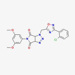 molecular formula C21H17ClN6O5 B2922091 1-((3-(2-chlorophenyl)-1,2,4-oxadiazol-5-yl)methyl)-5-(3,5-dimethoxyphenyl)-1,6a-dihydropyrrolo[3,4-d][1,2,3]triazole-4,6(3aH,5H)-dione CAS No. 1171454-39-9