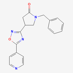 molecular formula C18H16N4O2 B2922093 1-Benzyl-4-(5-pyridin-4-yl-1,2,4-oxadiazol-3-yl)pyrrolidin-2-one CAS No. 1170979-08-4