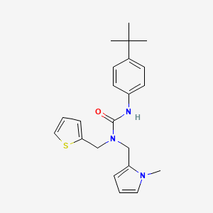 molecular formula C22H27N3OS B2922101 3-(4-(tert-butyl)phenyl)-1-((1-methyl-1H-pyrrol-2-yl)methyl)-1-(thiophen-2-ylmethyl)urea CAS No. 1251684-31-7