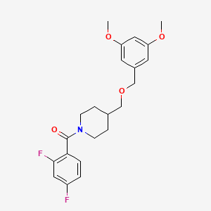 molecular formula C22H25F2NO4 B2922103 (2,4-二氟苯基)(4-(((3,5-二甲氧基苄基)氧基)甲基)哌啶-1-基)甲苯酮 CAS No. 1396806-82-8