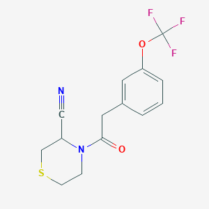 molecular formula C14H13F3N2O2S B2922114 4-{2-[3-(Trifluoromethoxy)phenyl]acetyl}thiomorpholine-3-carbonitrile CAS No. 2094821-04-0