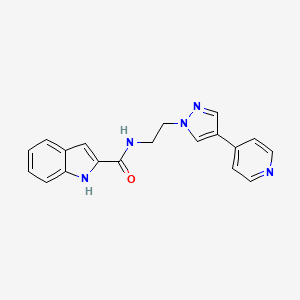 molecular formula C19H17N5O B2922120 N-{2-[4-(pyridin-4-yl)-1H-pyrazol-1-yl]ethyl}-1H-indole-2-carboxamide CAS No. 2034354-03-3
