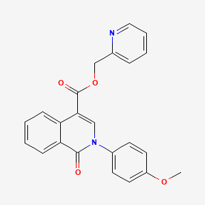 molecular formula C23H18N2O4 B2922121 吡啶-2-基甲基 2-(4-甲氧基苯基)-1-氧代-1,2-二氢异喹啉-4-羧酸酯 CAS No. 1031961-06-4