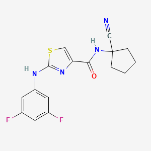 molecular formula C16H14F2N4OS B2922127 N-(1-Cyanocyclopentyl)-2-(3,5-difluoroanilino)-1,3-thiazole-4-carboxamide CAS No. 2418726-08-4
