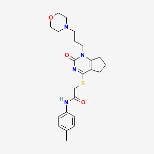 molecular formula C23H30N4O3S B2922129 2-((1-(3-吗啉代丙基)-2-氧代-2,5,6,7-四氢-1H-环戊并[d]嘧啶-4-基)硫代)-N-(对甲苯基)乙酰胺 CAS No. 898451-25-7