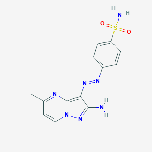 molecular formula C14H15N7O2S B292213 4-[(2-Amino-5,7-dimethylpyrazolo[1,5-a]pyrimidin-3-yl)diazenyl]benzenesulfonamide 
