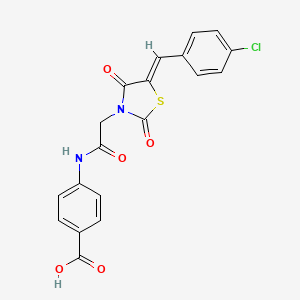 molecular formula C19H13ClN2O5S B2922132 (Z)-4-(2-(5-(4-氯苄叉亚甲基)-2,4-二氧噻唑烷-3-基)乙酰氨基)苯甲酸 CAS No. 514201-57-1
