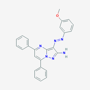 molecular formula C25H20N6O B292214 3-[(3-Methoxyphenyl)diazenyl]-5,7-diphenylpyrazolo[1,5-a]pyrimidin-2-amine 