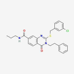 2-((3-chlorobenzyl)thio)-4-oxo-3-phenethyl-N-propyl-3,4-dihydroquinazoline-7-carboxamide