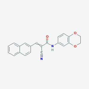 molecular formula C22H16N2O3 B2922156 2-cyano-N-(2,3-dihydro-1,4-benzodioxin-6-yl)-3-(naphthalen-2-yl)prop-2-enamide CAS No. 852845-81-9