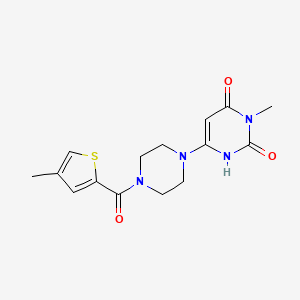 molecular formula C15H18N4O3S B2922160 3-甲基-6-(4-(4-甲基噻吩-2-羰基)哌嗪-1-基)嘧啶-2,4(1H,3H)-二酮 CAS No. 2320340-30-3