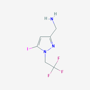 molecular formula C6H7F3IN3 B2922163 [5-Iodo-1-(2,2,2-trifluoroethyl)pyrazol-3-yl]methanamine CAS No. 2226182-55-2