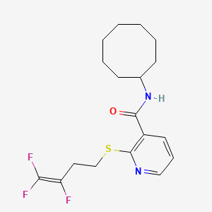 molecular formula C18H23F3N2OS B2922165 N-环辛基-2-[(3,4,4-三氟-3-丁烯基)硫代]烟酰胺 CAS No. 478067-85-5