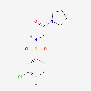 molecular formula C12H14ClFN2O3S B2922174 3-chloro-4-fluoro-N-(2-oxo-2-pyrrolidin-1-ylethyl)benzenesulfonamide CAS No. 690647-41-7