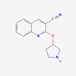 molecular formula C14H13N3O B2922175 2-(Pyrrolidin-3-yloxy)quinoline-3-carbonitrile CAS No. 1492216-39-3