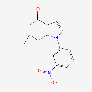 molecular formula C17H18N2O3 B2922177 2,6,6-Trimethyl-1-(3-nitrophenyl)-5,7-dihydroindol-4-one CAS No. 627835-25-0