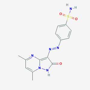 molecular formula C14H14N6O3S B292218 4-[(5,7-Dimethyl-2-oxo-1,2-dihydropyrazolo[1,5-a]pyrimidin-3-yl)diazenyl]benzenesulfonamide 