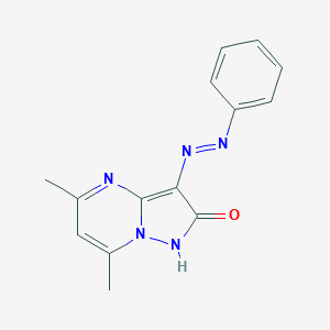 molecular formula C14H13N5O B292219 5,7-二甲基-3-苯基重氮基-1H-吡唑并[1,5-a]嘧啶-2-酮 