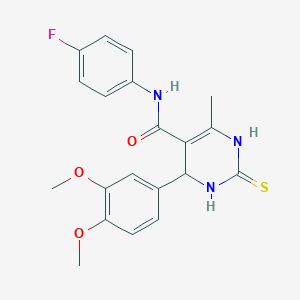 molecular formula C20H20FN3O3S B2922190 4-(3,4-dimethoxyphenyl)-N-(4-fluorophenyl)-6-methyl-2-thioxo-1,2,3,4-tetrahydropyrimidine-5-carboxamide CAS No. 537678-48-1