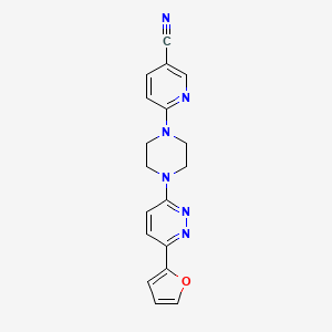 molecular formula C18H16N6O B2922192 6-[4-[6-(Furan-2-yl)pyridazin-3-yl]piperazin-1-yl]pyridine-3-carbonitrile CAS No. 2380187-20-0