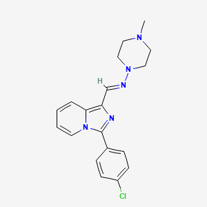 molecular formula C19H20ClN5 B2922193 (E)-N-((3-(4-chlorophenyl)imidazo[1,5-a]pyridin-1-yl)methylene)-4-methylpiperazin-1-amine CAS No. 618859-59-9