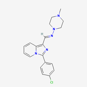 molecular formula C19H20ClN5 B2922193 (E)-N-((3-(4-氯苯基)咪唑并[1,5-a]吡啶-1-基)亚甲基)-4-甲基哌嗪-1-胺 CAS No. 618859-59-9