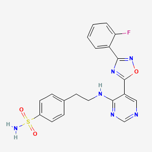 molecular formula C20H17FN6O3S B2922195 4-(2-((5-(3-(2-氟苯基)-1,2,4-恶二唑-5-基)嘧啶-4-基)氨基)乙基)苯磺酰胺 CAS No. 2034341-03-0